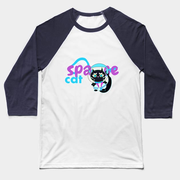 space cats the cool black kitten Baseball T-Shirt by ZOOLAB